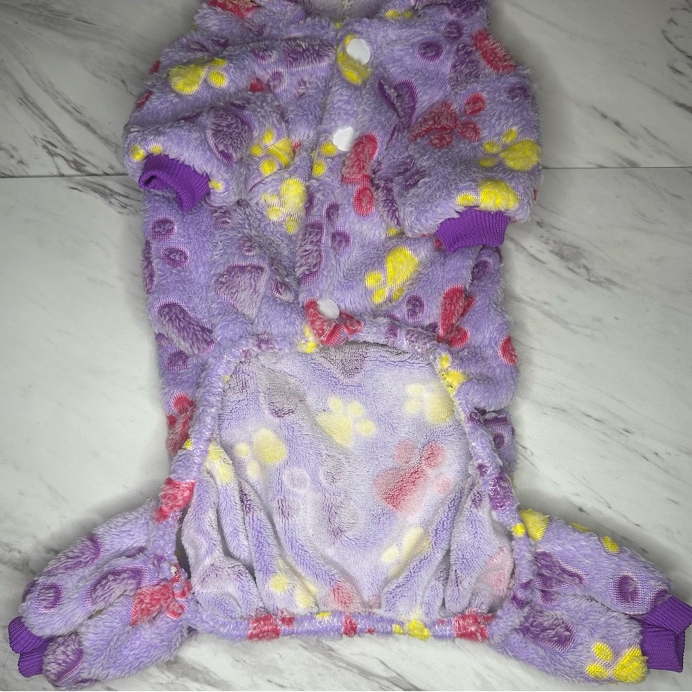 Paw Print Pet Pajamas - Soft Stretch - Purple - Size Large - Picture 7 of 13